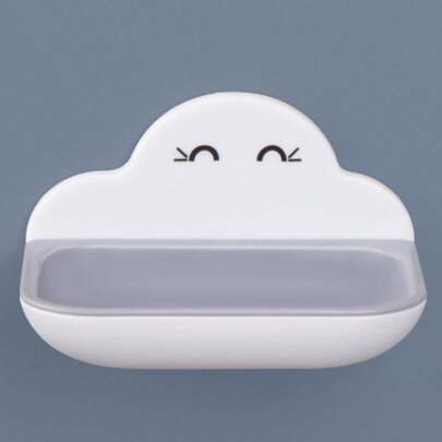 Jabonera autoadhesiva, jabonera de plástico, jabonera con Orificio de Drenaje, Recipienteón, Rejilla Esponja de Cocina, Uso repetido, fácil de Limpiar (Color : White)