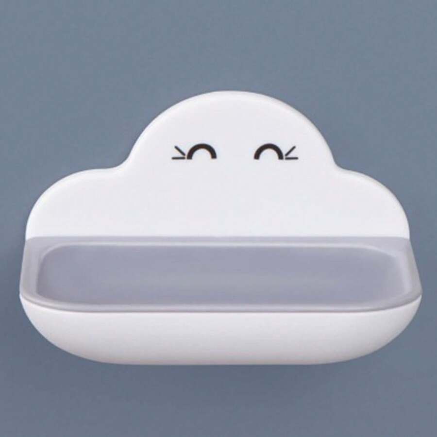 Jabonera autoadhesiva, jabonera de plástico, jabonera con Orificio de Drenaje, Recipienteón, Rejilla Esponja de Cocina, Uso repetido, fácil de Limpiar (Color : White) - 1 - Ver 1