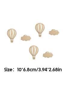 6pcs/1set Kids Bedroom Nordic Style Balloon Cloud Wood Wall Decals Creative Kids Room Nursery Decor Photographic Backdrop For Children's Photography Baby Essentials Girls Gifts - Light Brown - View 7