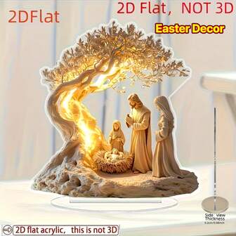 一套桌面摆件，家居雕像，“生命之树”2D亚克力夏季桌面摆件，房间装饰，家居装饰，卧室装饰，夏季墙面挂饰，适合母亲节、父亲节、毕业礼物，厚度0.2厘米，户外装饰