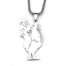 Hollow Rooster Animal Pendant Necklace For Women Men Stainless Steel Golden Silvery Color Morning Alarm Clock Chain Jewelry - Necklace - View 6