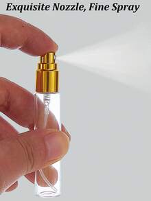 2/5/10个装可灌装便携式香水喷雾瓶，迷你香水可灌装喷雾瓶，化妆品精华水储存容器，带金色瓶盖的香水喷雾瓶，香水喷雾泵盒，迷你口袋香水喷雾，可灌装香水分配器转移工具（5毫升） - 彩色 - 查看 2