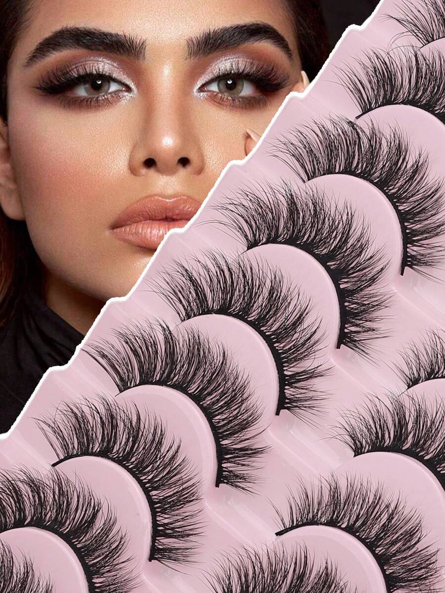 10 pares de pestañas postizas naturales de visón 3D esponjosas y suaves, pestañas largas y deshilachadas, pestañas cortas y gruesas, extensiones de pestañas falsas a granel, productos de maquillaje para bodas, fiestas y uso diario en el trabajo. Pestañas falsas cómodas de usar, con banda, extremos alados y pestañas realistas y duraderas.