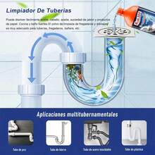 Limpiador de desagües de alta resistencia de 500 ml, color naranja, potente para destapar tuberías de cocina y baño, fácil de usar, para sistemas sépticos. - Líquido - Ver 6