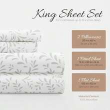 Linen Market - Juego de sábanas de 4 Piezas, Estampado, tamaño ,  Sage(King Burst of Vines Gray) - Multicolor - Ver 2