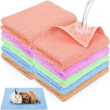 10 piezas impermeables de conejillo de indias para orinar cobayas gato perro mantas forros de jaula de hámster, accesorios de jaula de forro polar coral para animales pequeños, mantas de ropa de cama - Varios colores - Ver 11