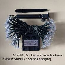 1 Pack Solar Powered Fairy String Lights, Waterproof Outdoor Solar Flower Lights, 20/50/100 LED Solar Blossom String Lights - 8 Lighting Modes, Suitable For Garden, Yard, Fence, Christmas Tree, Etc. To Create Ambiance. Can Be Used For Outdoor Patio, Balcony, Fence, Stairs, Lawn Decor, Christmas, Halloween, New Year And Other Holiday Decorations (Multi-Color/Purple/Warm White/White)