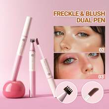 YOUNG VISION 4 Colors Instant Natural Realistic Freckles, Waterproof & Sweatproof Versatile Formula For Multi-Use On Eyes Cheeks Lips, Liquid Blush & Freckle Stamp Pen Perfect For Wild Sunburn Makeup, Daily Streetwear/Dates/Parties. - 彩色 - 查看 7