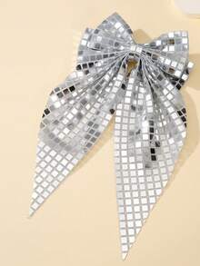 1 buc. Clamă de păr cu fundă cu paiete supradimensionată, accesoriu elegant din material textil pentru fete, potrivită pentru petreceri și purtare zilnică