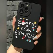 2026 nueva funda de teléfono mate, funda de teléfono Santa Puedo explicar diseño navideño con estrellas y acebo para iPhone 17 15 Pro Max 14 13 12 11  Galaxy S23 S22 S21 S20 S10 S9 S8 Plus, funda de teléfono linda para las fiestas, regalo de funda de teléfono para él y ella, regalo de Navidad - Blanco antiguo - Ver 3