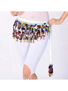 Belly Dance Sequin Tassel Skirt, Fashionable Belly Dance Waist Skirt - Multicolor - View 26