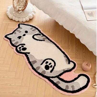 【1件可爱圣诞礼物】 - 柔软舒适的仿羊毛猫咪造型地毯，装饰地毯，适用于卧室、圣诞节、感恩节装饰，也适用于卧室、客厅、浴室、衣橱、地板装饰，趣味家居装饰，卧室地毯，装饰地毯，卧室装饰，小地毯，地毯，家居装饰，客厅地毯，小客厅地毯，卧室地毯