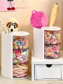 Hộp đựng phụ kiện tóc nhiều tầng trong suốt có thể xoay, hộp nhựa chống bụi dùng để bàn, đựng đồ trang điểm, bút chì, thích hợp làm quà tặng dịp Giáng sinh, Năm mới, các bữa tiệc và lễ hội. - Nhiều màu - Xem 6