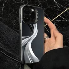 Funda de Teléfono Patrón de Olas en Blanco y Negro para  14 Pro Max  13 Pro  Galaxy S23 Ultra S22 Plus Regalo Ideal para Todas las Estaciones - Plateado - Ver 4