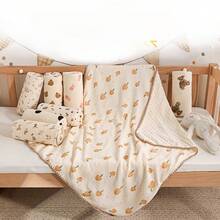 Baby Muslin Blanket, All Season Gauze Air Conditioning Quilt, Children's Cotton Crinkle Fabric Baby Comfort Blanket, Cartoon Pure Cotton - Multicolor - View 3