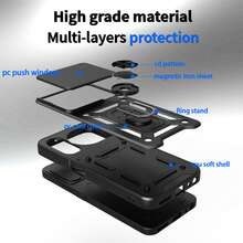 努比亚音乐2 4G手机壳，带滑动摄像头和支架 - 黑色 - 查看 8