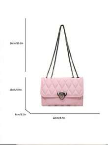Vintage-Inspired Quilted Crossbody Bag With Chain Strap & Turn-Lock Closure - Structured Mini Square Purse In Solid Color For Underarm Shoulder Carry, Retro Style Day-To-Night Versatile Bag.This Vintage-Inspired Quilted Crossbody Bag Features A Chain Strap And Turn-Lock Closure, Designed As A Structured Mini Square Purse In Solid Color For Underarm Shoulder Carry, Perfect As A Retro Style Day-To-Night Versatile Bag. Quilted Crossbody Bag, Chain Strap Purse, Vintage Shoulder Bag, Mini Square Bag, Turn-Lock Closure, Underarm Purse, Retro Style Bag, Day To Night Bag, Structured Handbag, Solid Color Bag, Compact Purse, Versatile Crossbody, Antique Style Bag, Evening Bag, Casual Shoulder Bag, Going Out Purse, Women's Accessory.Bestseller In Multi-CompartmentWomen Shoulder Bags - 粉色 - 查看 10