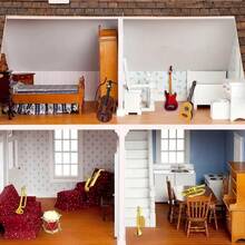 11件套迷你乐器套装 - 1:12比例钢琴、吉他、小号、小提琴和萨克斯管模型，乐器配件，逼真的古典钢琴和吉他，适用于娃娃屋装饰和收藏、摄影道具、办公桌配件、音乐家礼物、乐队/音乐室装饰、桌面摆件、卧室装饰、仙女花园装饰、DIY微景观装饰、个性化礼物、收藏品 - 彩色 - 查看 7