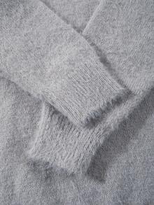 Unisex Fluffy Round Neck Sweater, Korean Style Casual Loose Fit Knitted Pullover Top, Suitable For Autumn, Winter, Back To School