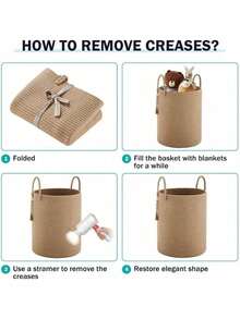 1pc Large Foldable Laundry Basket With Handle, Can Be Used As Storage Basket, Decorative Hanging Basket, Handwoven Storage Basket, Suitable For Living Room, Bedroom, Home, Clothing, Toys, Pillows, Blankets, Gifts, Also Applicable For Christmas, Birthday Parties And More. - Multicolor - View 11