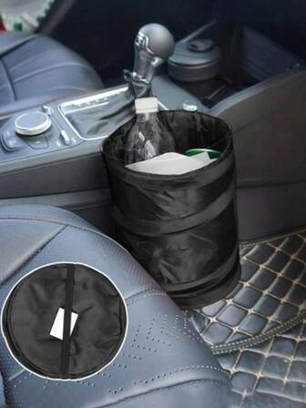 1 kompakt hopfällbar bilsoptunna, slitstarkt oxfordtyg, läckagesäker, lätthängd design, hängande sopsäck för bilsätet, storlek 5,91*7,87 tum, bilsoptunna, sopbehållare, förvaringspåse för bilsoptunna, bilinredningstillbehör, bilsoptunna lämplig för bil, camping, picknick och kontorsbruk