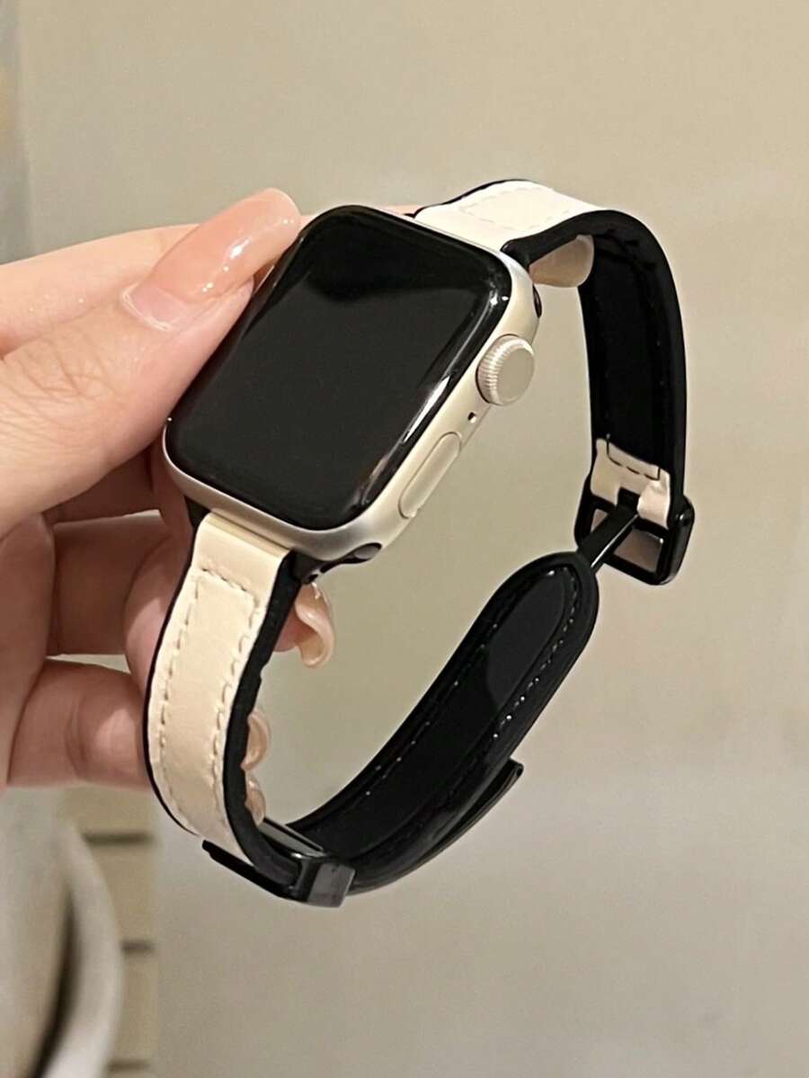 1件中性真皮與矽膠磁吸式錶帶，兼容 ，適用 42mm、38mm、40mm、41mm、44mm、45mm、46mm、49mm 尺寸，時尚智慧手錶替換錶帶，適用 Series Ultra2/1、SE2、SE 11、10、9、8、7、6、5、4、3、2、1 及其他機型，可作為學生返校禮物