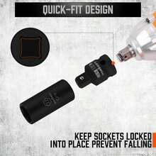 HORUSDY 12Pcs Socket Extension Set, 1_4", 3_8" And 1_2" Impact Drive Socket Extension, Socket Adapters, Drive Tool Accessory, CR-V Steel - ColorA - 查看 7