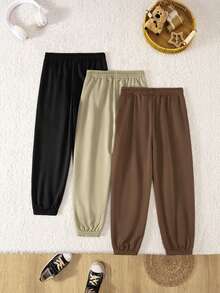 Quần dài trơn ba màu có khóa kéo đa năng cho bé trai tuổi mới lớn, thích hợp cho kỳ nghỉ, du lịch, thể thao - Nhiều màu - Xem 3