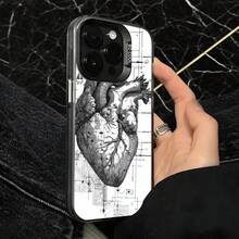 Funda de Teléfono Diseño de Anatomía de Corazón Humano Blanco para Modelos de  y  Adecuada para Todas las Estaciones Opción de Regalo Ideal - Negro - Ver 4