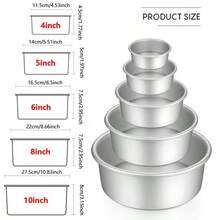 4/5/6/8/10英吋圓形蛋糕模具，實心底盤防漏設計，適用於製作蛋糕，適合生日慶祝、情人節、家庭婚禮、派對等場合，居家烘焙工具與廚房用品 - 彩色 - 查看 10
