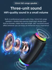 Altavoz inalámbrico de alta potencia ZEALOT M2 de 10W, subwoofer portátil para exteriores con luces RGB, compatible con tarjeta SD/USB/AUX, altavoces estéreo duales, manos libres, compatible con smartphones/tabletas/TVs/computadoras, adecuado para fiestas al aire libre, reuniones en el hogar, eventos en la playa - Unitalla - Ver 5