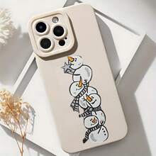 2026 nueva funda de teléfono mate, funda de teléfono con diseño de muñeco de nieve apilado con estrella y bufanda para iPhone 17 14 Pro Max 13 12 11 Xs Max Xr  Galaxy S23 S22 S21 Plus S20 Ultra S10 E Edge Note 20 10, funda de teléfono móvil, regalo para novio o novia, regalo de vacaciones - Blanco antiguo - Ver 6