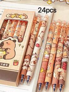 1 peça/3 peças/6 peças Caneta Neutra Apagável Exquisita e Fofa de Capivara em Desenho Animado, Padrão Aleatório, Caneta Presente de Escritório e Aprendizagem, Pequenos Prêmios para Estudantes, Papelaria, Ponta de Caneta ST Suave e de Secagem Rápida, Caneta Neutra Apagável, Adequada para Educação Pais-Filhos, Adequada para Escolas Masculinas e Femininas, Estudantes, Papelaria, Pintura, Salas de Aula de Professores, Suprimentos de Aprendizagem, Aniversários, Feriados, Presentes de Festa