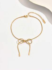 1 pieza/2 piezas Tobillera minimalista de moda con mariposa, tobillera de cadena de serpiente de acero inoxidable de lujo, versátil y femenina - Mariposa - Ver 5