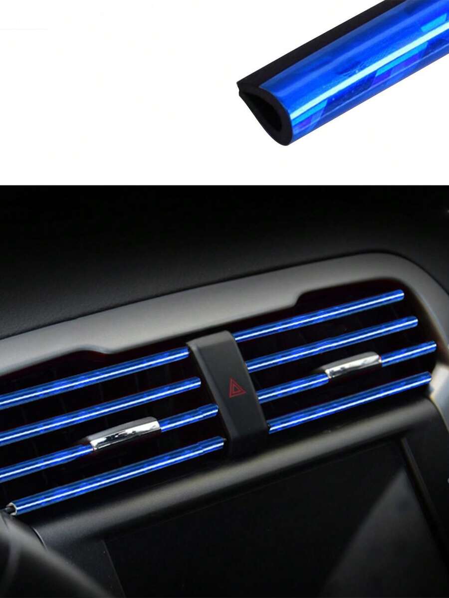 10 piezas/paquete Tiras decorativas para rejillas de ventilación y salpicadero de coche de color azul hielo triturado