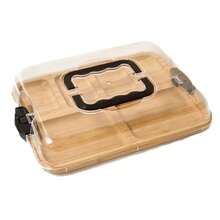 6-Compartment Bamboo Cheese Board Set With Transparent Locking Lid (Travel Portable) - Includes Cake & Cookie Tray, Fruit Tray And Kitchen Cutting Board | Ideal Housewarming & Women's Gift - Multicolor - View 1