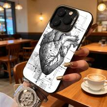 Funda de Teléfono Diseño de Anatomía de Corazón Humano Blanco para Modelos de  y  Adecuada para Todas las Estaciones Opción de Regalo Ideal - Negro - Ver 2