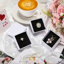 3/6/10pcs Black Square Paper Jewelry Boxes, Sponge Lining, Gift Packaging And Storage, Elegant Black Square Paper Jewelry Boxes, Sponge Lining, Gift Packaging And Display