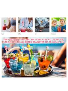 6Pcs Cue Straw Cover Cap For Cup 40 30oz Tumbler, 10mm Reusable Cute Drinking Straw Topper Accessories, Portable Protector Plugs Decorations Gifts For Party Cartoon Flower Straw Dust Cover, Compatible With Stanley Cup Accessories Also Applicable To Other Straw Styles - 彩色 - 查看 9