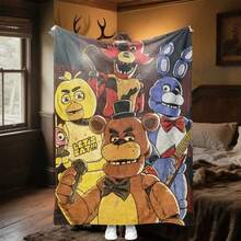 FNAF Plush Throw Blanket, Soft Fluffy Fleece Lightweight Cozy Fuzzy Warm Throw For Bed Sofa Camping, Super Soft And Comfortable, Machine Washable, 50"X60" - Như hình ảnh cho thấy - Xem 1