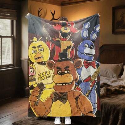 Manta de peluche FNAF de 50"X60", manta suave y esponjosa de felpa ligera y cálida para cama, sofá y camping, super suave y cómoda, lavable a máquina