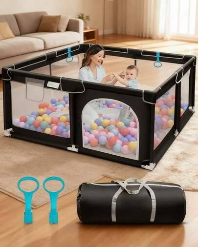 Baby Playpen ,Portable Toddler Playground, Baby Gate Fence With Soft Breathable Mesh & Anti-Slip Base, Indoor And Outdoor, Baby Playen-Large Children Activity Center,Baby Grows Freely,Bayby Fence,Baby Stuff,Baby Needs,Anniversary Gift, Boys And Girls Gift,Baby Christmas Gift,Newborn Gift