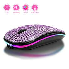 1个闪亮多彩可充电无线鼠标，2.4GHz+5.2GHz双模无线鼠标，水晶钻石镶嵌表面，符合人体工学设计，静音点击，兼容Windows/MacOS/iOS/Android/Linux系统。精致闪亮的无线鼠标，是送给她的完美礼物，生日、节日皆宜。 - 彩色 - 查看 25