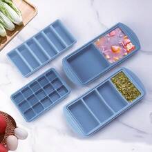 Silicone Freezer Molds Gift Set With 2 Tbsp, 1/2, 1, And 2 Cup Silicone Freezer Trays With Lids - Meal Prep And Kitchen Essentials Bundle (Blue 4 Pack) - Gói 4 màu xanh - Xem 2