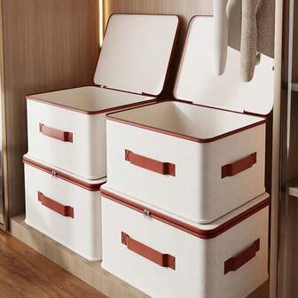 1pc Dustproof Storage Box With Lid Large Capacity Foldable Clothes Storage Box Double Thickness Moisture-Proof Storage Box, Under-Bed Storage