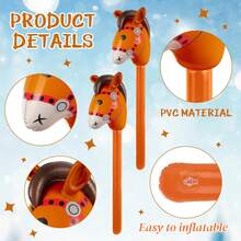 3个充气马头棒，可爱棕色马头棒，适合牛仔主题生日派对装饰、游戏、礼物、马棒 - 棕色 - 查看 6