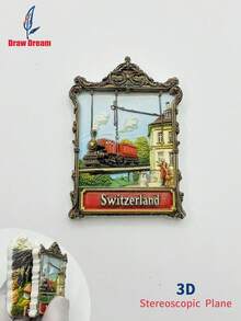 1pc 3D Stereo Switzerland Landscape Fridge Magnet, Mountain, Bridge, Train, World Travel Souvenir Collection, Personalized Travel Memento Magnetic Refrigerator Sticker, Home Decor, Kitchen, Room, Office, Cabinet Craft Gift, Holiday Souvenir, Elegant Small Gift - Multicolor - View 7