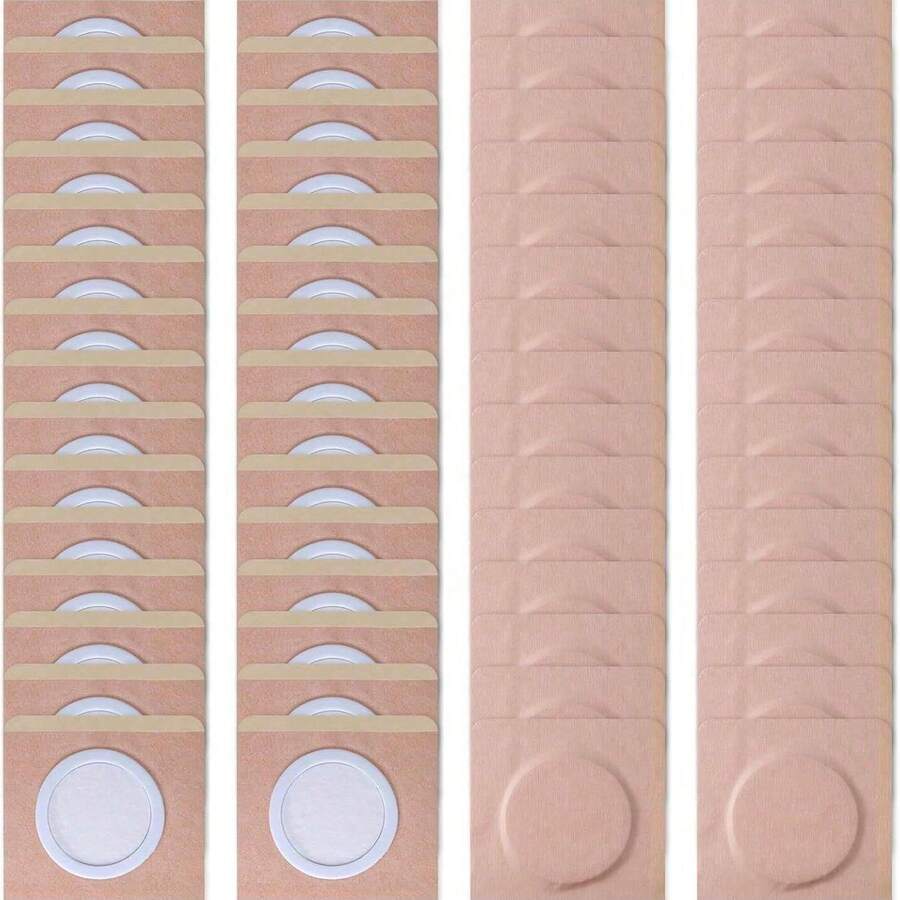 50/100 piezas Envoltorios de aceite de ricino desechables, cubiertas de algodón orgánico autoadhesivas para el cuidado del abdomen, almohadillas absorbentes para el ombligo para el abdomen, las rodillas y los pies - Color piel