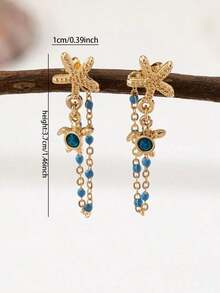 Vintage Bohemian Style Starfish And Turtle Tassel Earrings, Women's Vacation Pendant Earrings, Jewelry And Gifts. - 彩色 - 查看 3