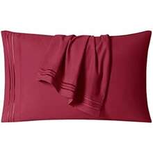 CLARA CLARK Premier 1800 Collection Hoja de Cama Set, Juego de 3 sábanas de Cama, , Twin (Single) Size(Rojo Borgoña Individual) - Multicolor - Ver 7